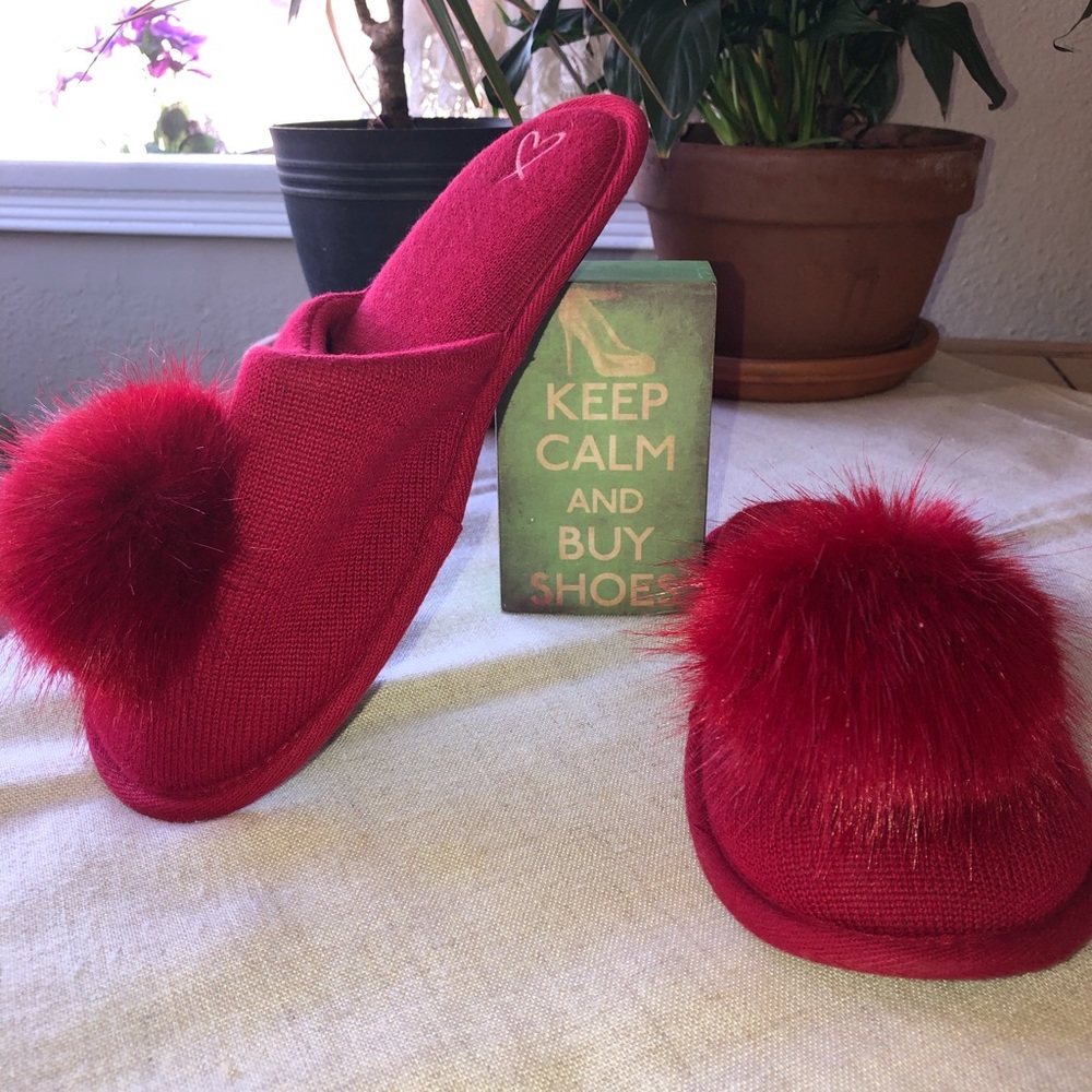 Victoria’s Secret Red Pom Pom slippers